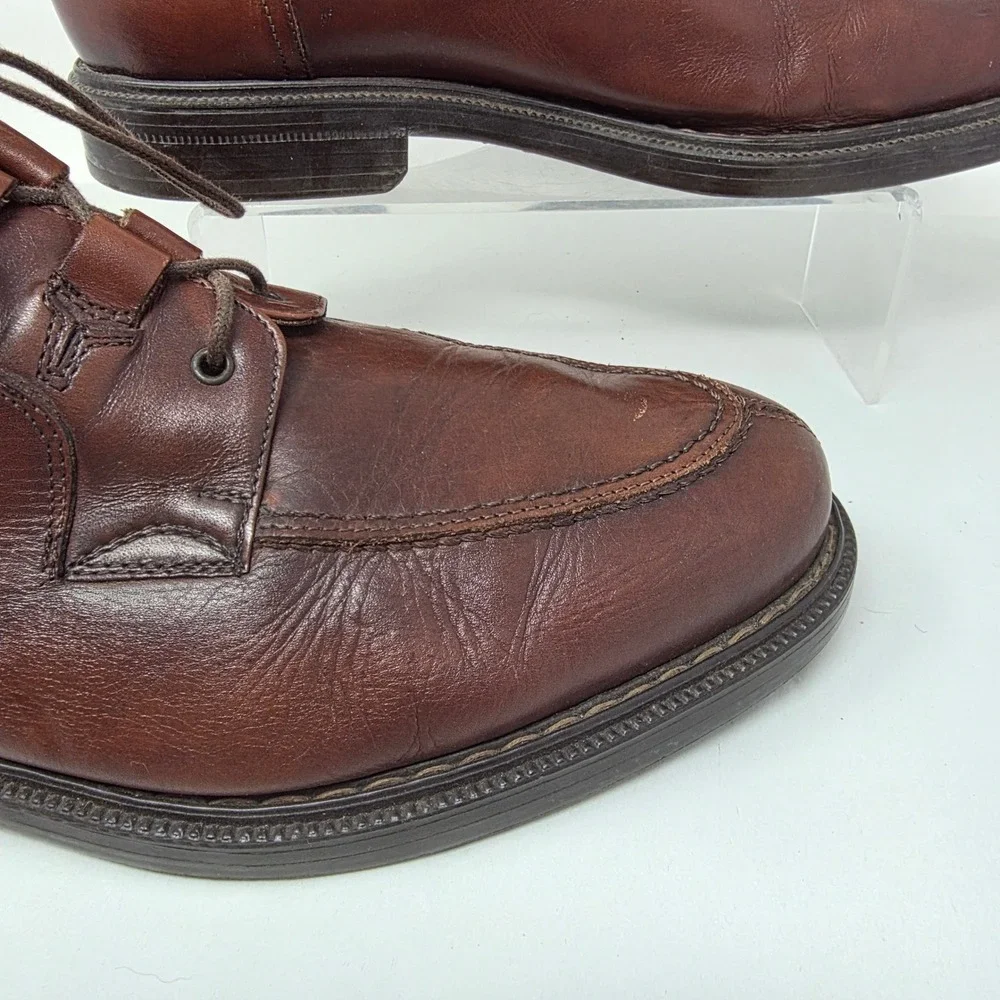 Bacco Bucci Chukka Boots Mens 10.5 Brown Leather Moc Toe Made in Italy Good